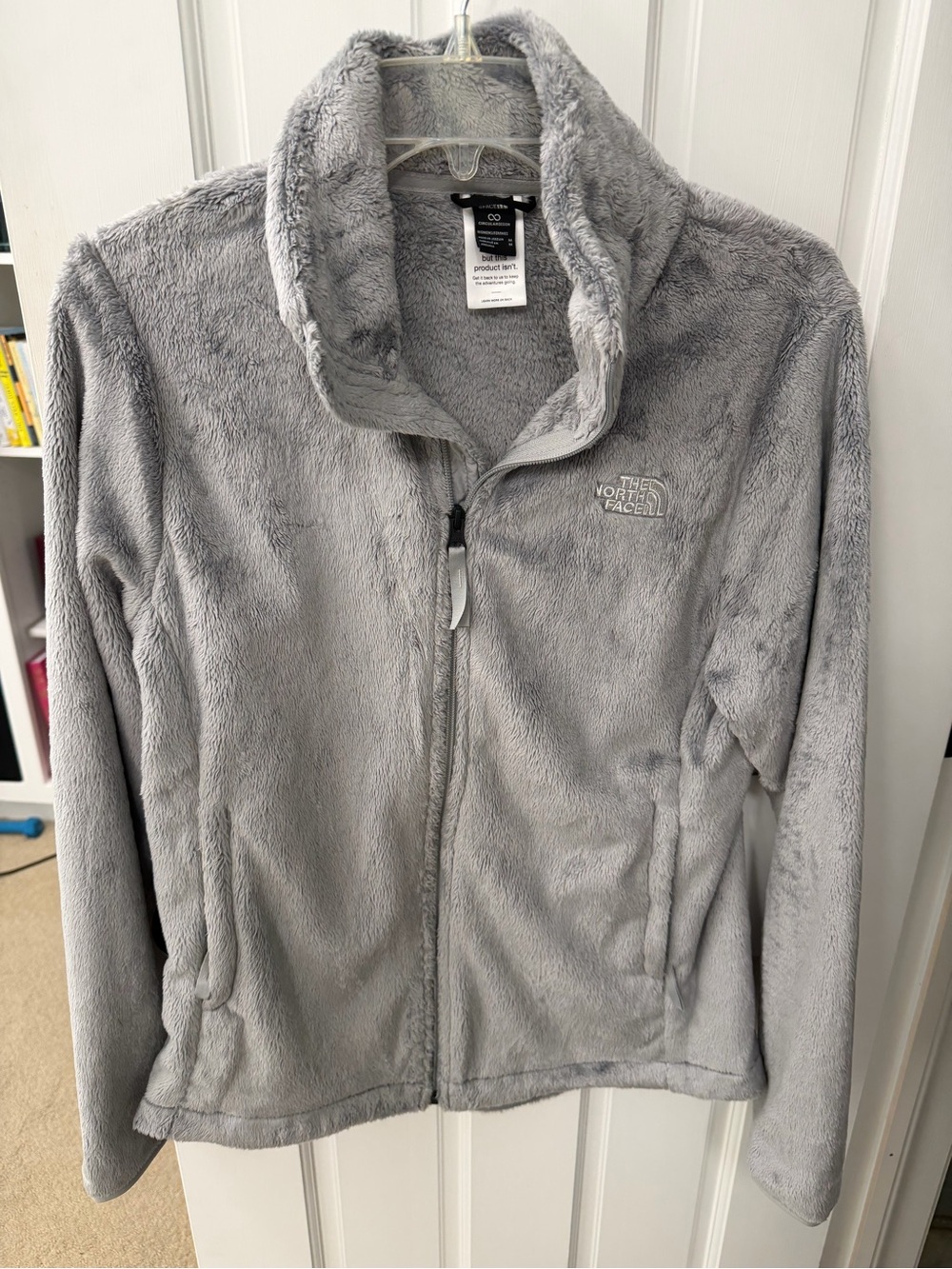 The North Face Light Gray Plush Fleece Full-Zip Jacket